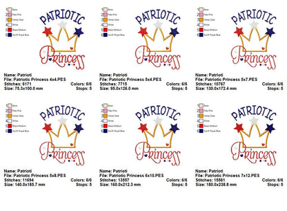 Patriotic Princess Crown - Appliqué – Machine Embroidery Design
