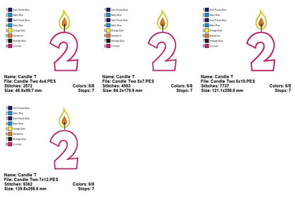 Birthday Candle Numbers Set 0–9 – Appliqué – Machine Embroidery Design