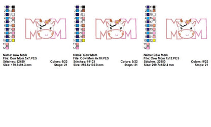 Sweet Cow Mom Dad Appliqué Set – Appliqué – Machine Embroidery Design