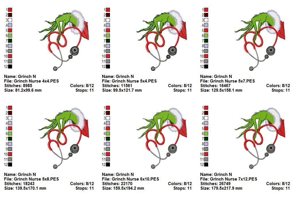 Grinchy Nurse Love – Fill Stitch – Machine Embroidery Design