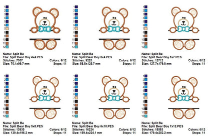 🧸 Sweet Teddy Bear with Bow Tie 💙 – Appliqué  - Machine Embroidery Design
