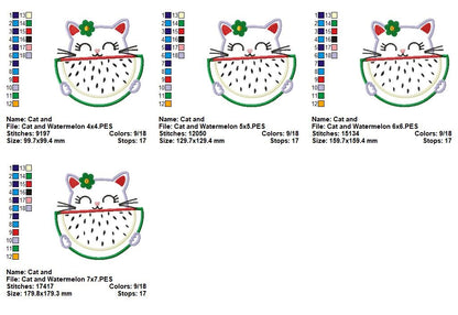 Watermelon Kitty - Appliqué – Machine Embroidery Design