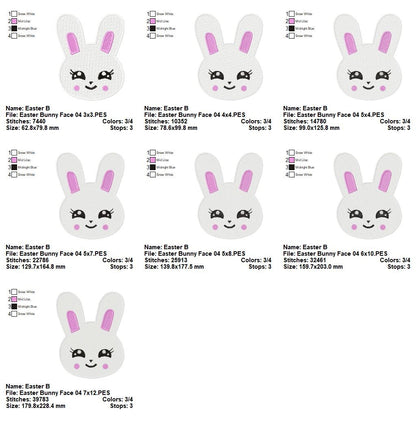 Cute Easter Bunny Faces Collection – Fill Stitch – Machine Embroidery Design