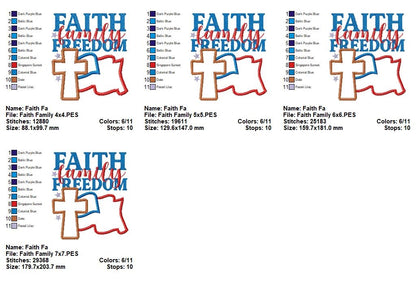 🇺🇸 Faith Family Freedom ✝️ – Applique – Machine Embroidery Design