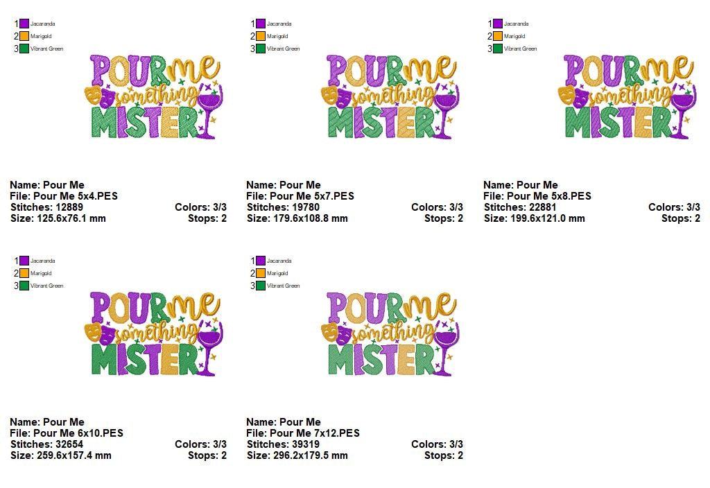 Pour Me Something Mister - Fill Stitch - Machine Embroidery Design