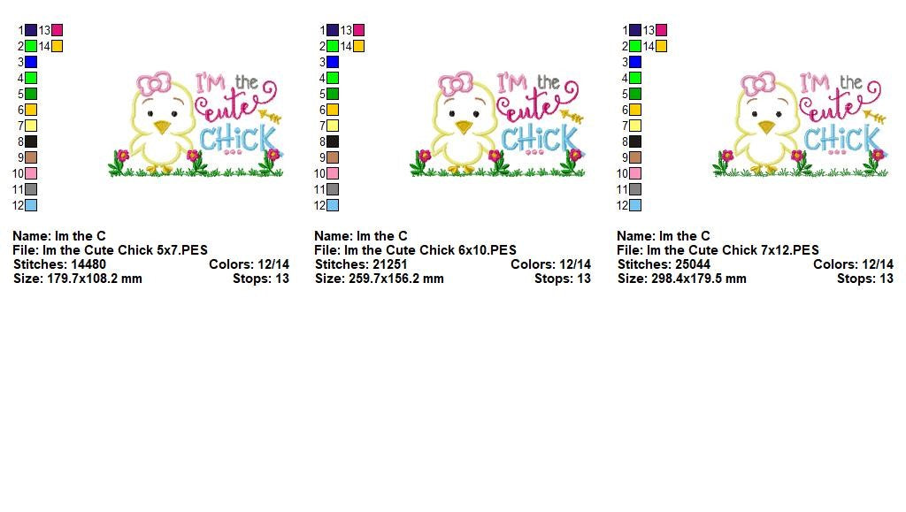 Sweet Center Chick - Appliqué – Machine Embroidery Design