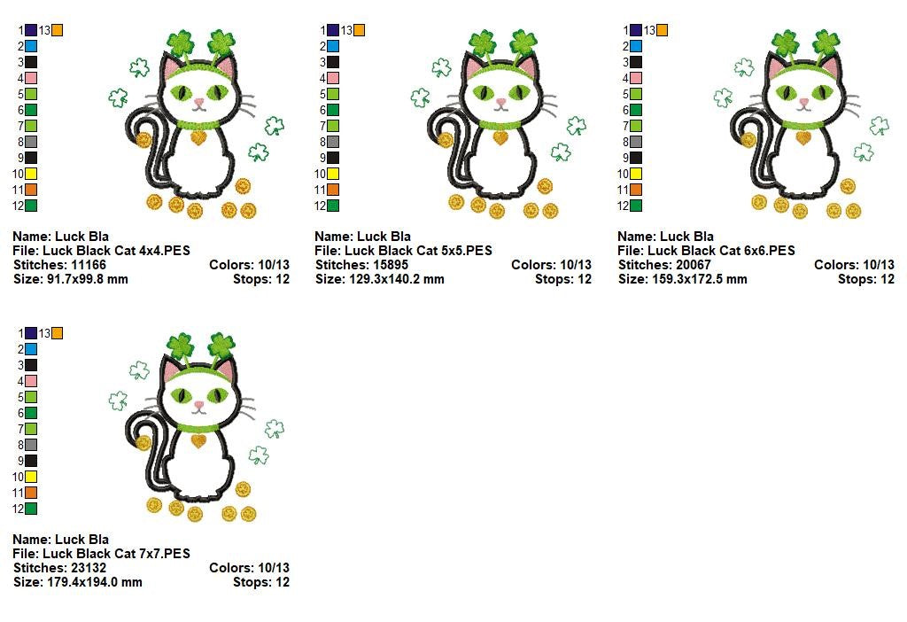 Lucky Cat – Appliqué – Machine Embroidery Design