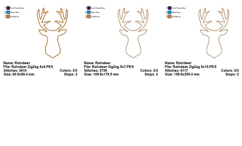 Rustic Deer Silhouette - Zig Zag Stitch - Machine Embroidery Design