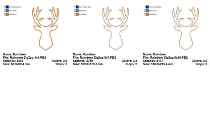 Rustic Deer Silhouette - Zig Zag Stitch - Machine Embroidery Design