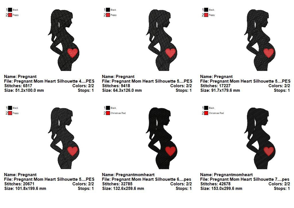 Mom and Baby Silhouette Bundle – Fill Stitch – Machine Embroidery Design