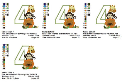 Safari Birthday Numbers 1-11 - Applique - Machine Embroidery Design