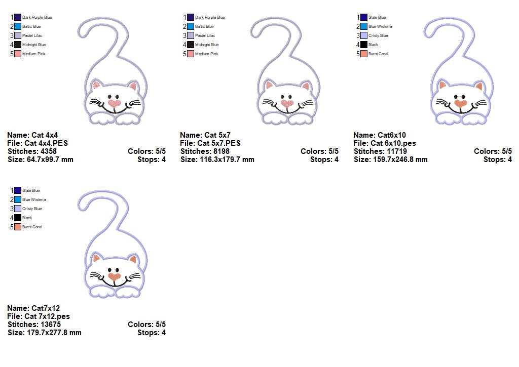 Peekaboo Cat - Appliqué - Machine Embroidery Design