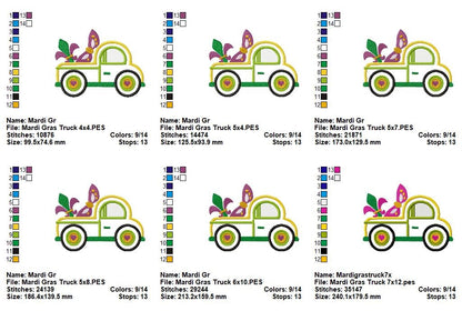 Mardi Gras Truck - Appliqué - Machine Embroidery Design