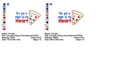 Pizza of My Heart - Appliqué - Machine Embroidery Design