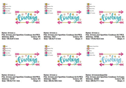 Arrows and Sparkles Cowboys – Satin Stitch – Machine Embroidery Design