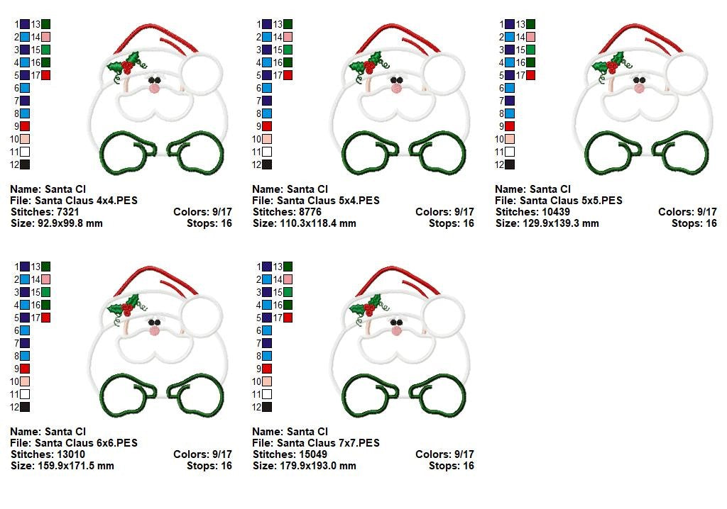 Cozy Santa Mittens - Appliqué - Machine Embroidery Design