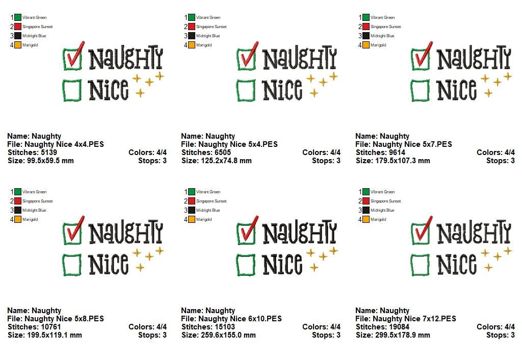 Santa's Naughty List Checklist - Satin Stitch - Machine Embroidery Design
