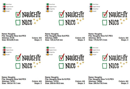 Santa's Naughty List Checklist - Satin Stitch - Machine Embroidery Design