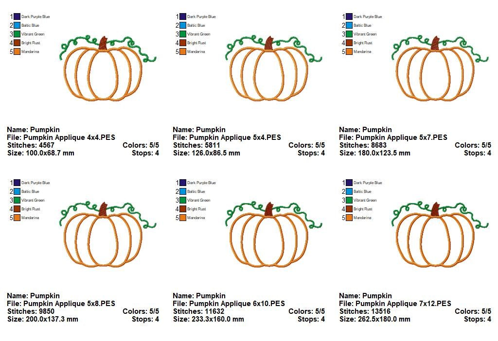 Floral Pumpkin – Appliqué – Machine Embroidery Design