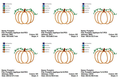 Floral Pumpkin – Appliqué – Machine Embroidery Design