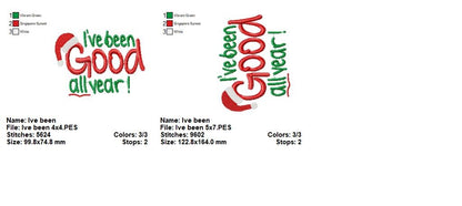 I've Been Good All Year - Fill Stitch - Machine Embroidery Design
