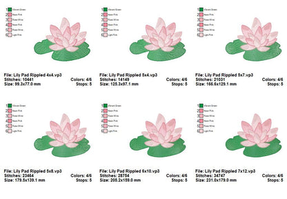 Water Lily Flower - Fill Stitch - Machine Embroidery Design