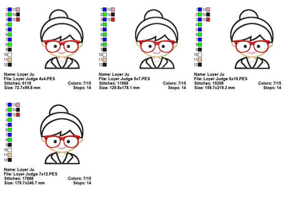 Cute Girl with Glasses – Appliqué – Machine Embroidery Design