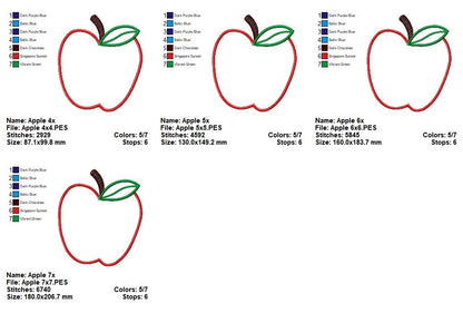 Cute Apple – Appliqué – Machine Embroidery Design