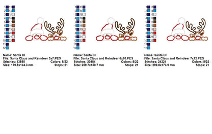 Santa Claus and Reindeer - Applique - Machine Embroidery Design