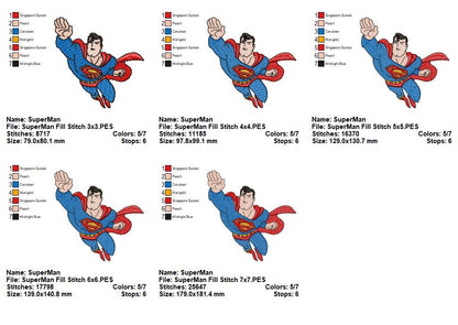 Superhero Flying Hero - Fill Stitch - Machine Embroidery Design