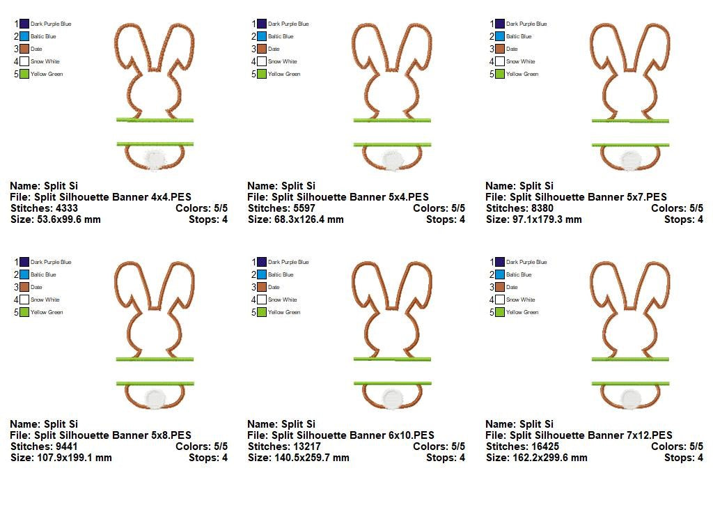 Split Bunny Monogram Frame - Appliqué - Machine Embroidery Design