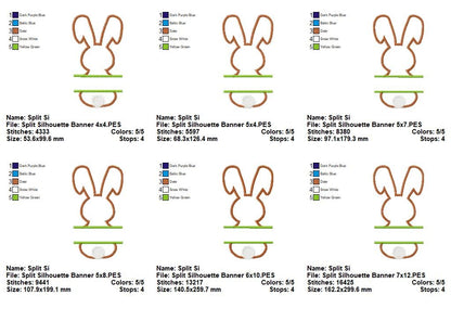 Split Bunny Monogram Frame - Appliqué - Machine Embroidery Design