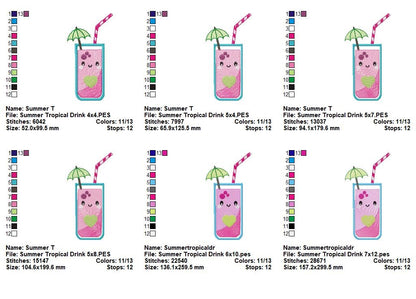 Kawaii Tropical Drink - Appliqué – Machine Embroidery Design