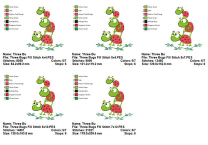 Stacked Ladybug Friends - Fill Stitch – Machine Embroidery Design