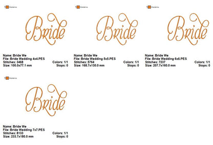 Elegant Bride Script - Satin Stitch - Machine Embroidery Design