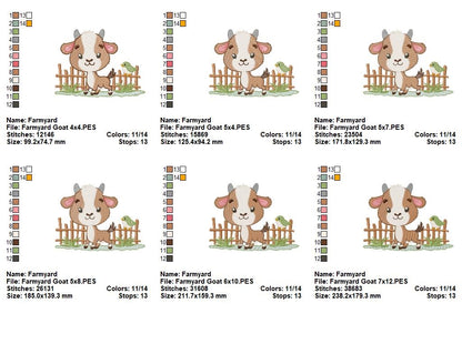 Goat Cuties Farm Set – Fill Stitch – Machine Embroidery Design