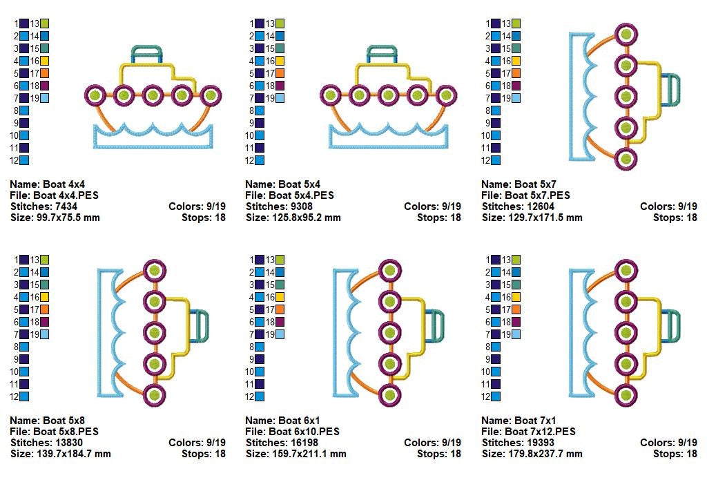 Sweet Nautical Boats Appliqué Bundle – Appliqué – Machine Embroidery Design