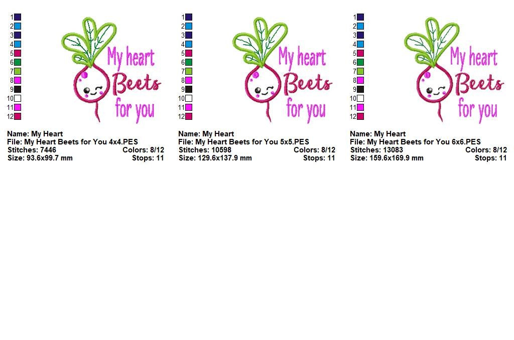 My Heart Beets for You - Appliqué - Machine Embroidery Design