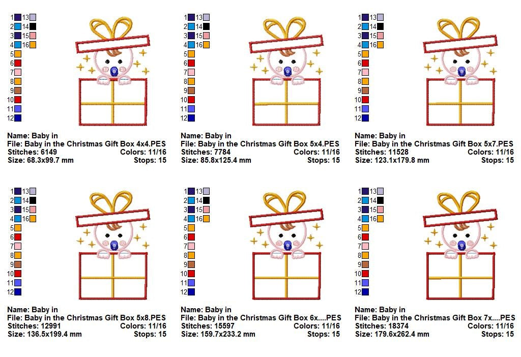 Christmas Baby Gift Box - Appliqué - Machine Embroidery Design