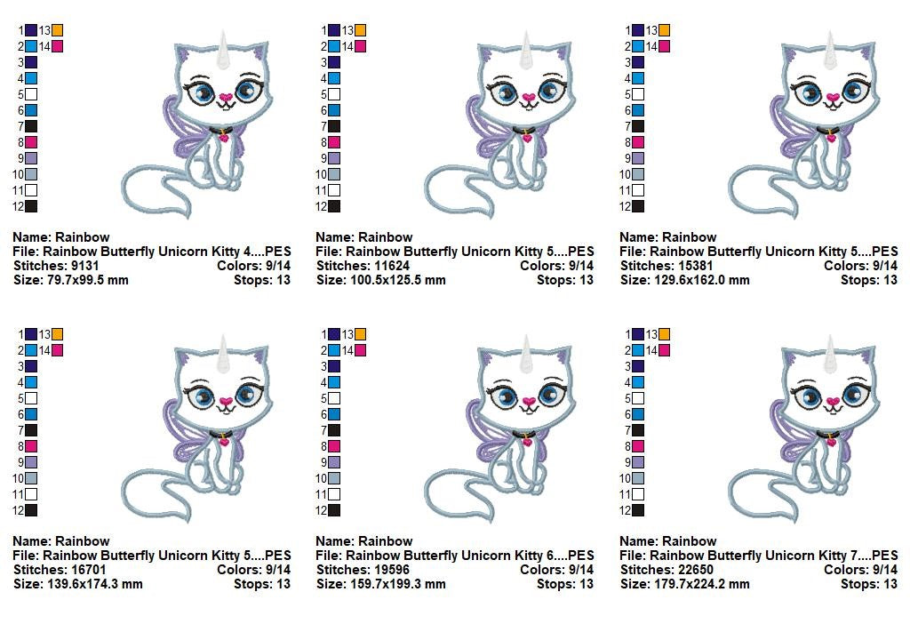 Felicity Unicorn Kitty - Appliqué – Machine Embroidery Design