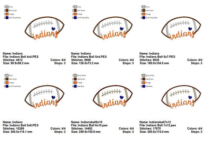 Indians Football Script - Satin Stitch – Machine Embroidery Design