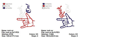 Rock On Hand Embroidery Design – Satin Stitch – Machine Embroidery Design