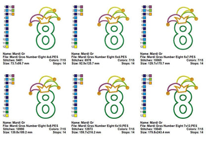 Mardi Gras Number Eight - Applique - Machine Embroidery Design
