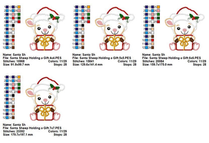 Santa's Sweet Little Lamb - Appliqué - Machine Embroidery Design