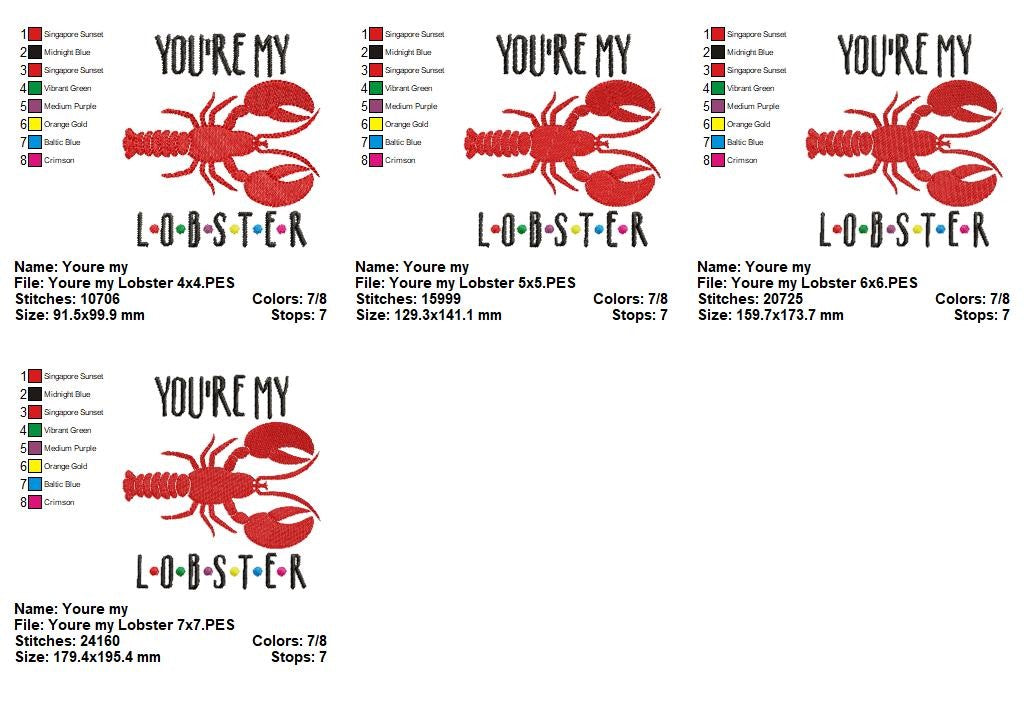 You're My Lobster Quote - Fill Stitch – Machine Embroidery Design