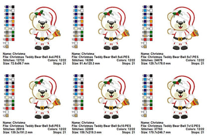 Jolly Little Santa Teddy Bears - Appliqué - Machine Embroidery Design