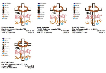 My Redeemer Lives Cross – Appliqué – Machine Embroidery Design
