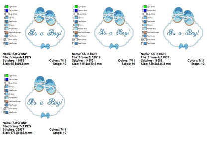 It’s a Boy Baby Frame - Appliqué - Machine Embroidery Design