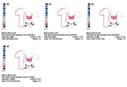 Bunny Girl Number One – Applique – Machine Embroidery Design