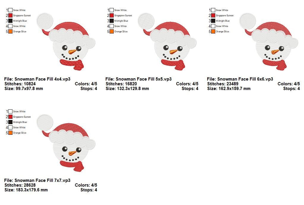 Snowy Smiles Snowman - Fill Stitch - Machine Embroidery Design